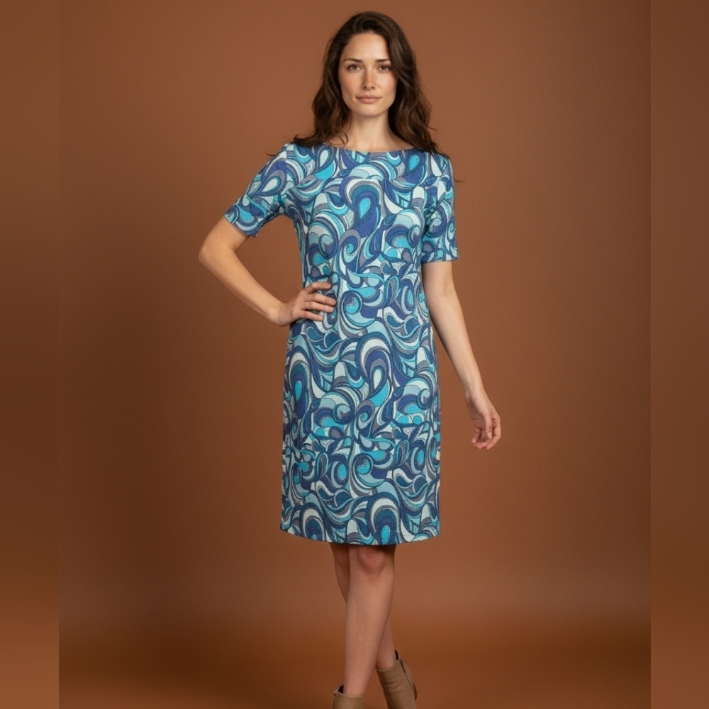 Ming Blue Swirl Pattern Dress
